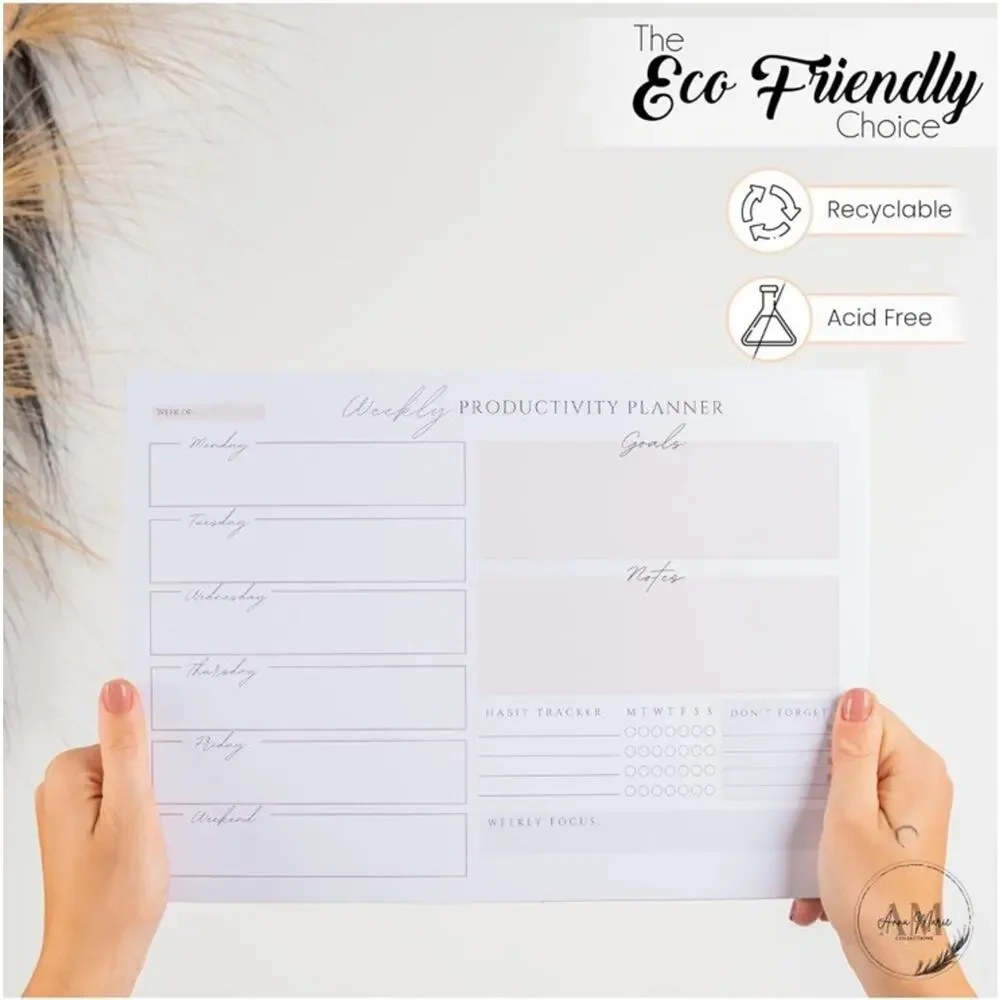 Anna Marie Weekly Planner Notepad - 52 Undated Tear-Off Sheets, Daily To Do List